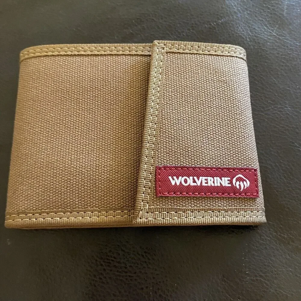 WOLVERINE Men's Tri Fold Canvas Wallet Brown Unused